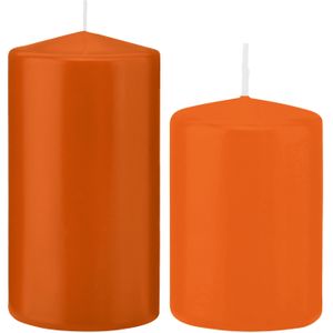 Trend Candles - Stompkaarsen set 4x Stuks Oranje 12 en 15 cm