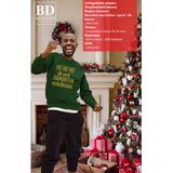 Foute kersttrui/sweater voor heren - Hohoho diamanten cadeau - groen - glitter goud