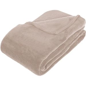 Grote Fleece Deken/Fleeceplaid Beige 180 X 230 cm Polyester