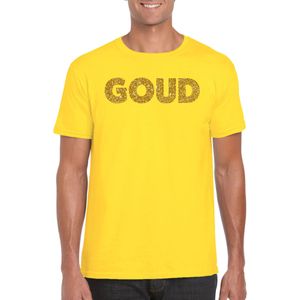 Feest t-shirt voor heren goud - glitter tekst - foute party/carnaval - geel