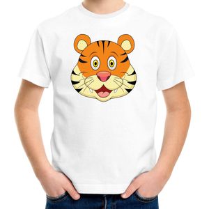 Cartoon tijger t-shirt wit voor jongens en meisjes - Cartoon dieren t-shirts kinderen
