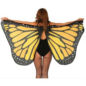 Verkleed vleugels vlinder - geel/zwart - voor dames - Carnavalskleding/accessoires