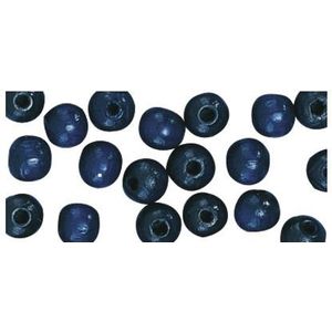 52x donkerblauwe houten kralen 10 mm