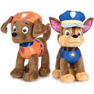 Paw Patrol figuren speelgoed knuffels set van 2x karakters Zuma en Chase 19 cm