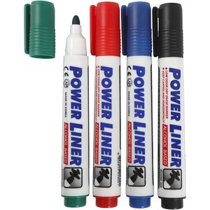 Whiteboard markers/stiften Power Liners - in 4 kleuren - punt van 4 mm
