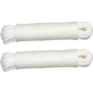 AMIG paracord touw - 2x - 10 meter - D5mm - 110kg - PE/PVC - wit