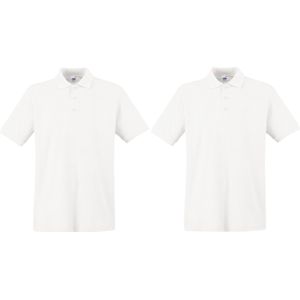 2-Pack maat 2XL wit poloshirt premium van katoen voor heren