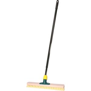 Brumag Luiwagen/schrobber 40 cm - uitschuifbare kunststof steel 80-130 cm - harde schrobborstel
