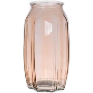 Bellatio Design Bloemenvaas - taupe/bruin - transparant glas - D12 x H22 cm - vaas