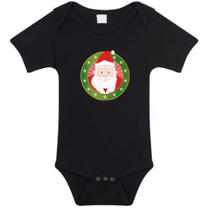 Kerst rompertje met Kerstman print zwart baby