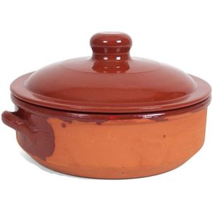 Salamanca Stenen ovenschaal/braadpan met deksel 24 cm - 6 liter - Terracotta