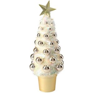 Complete mini kunst kerstboompje/kunstboompje goud met kerstballen 29 cm