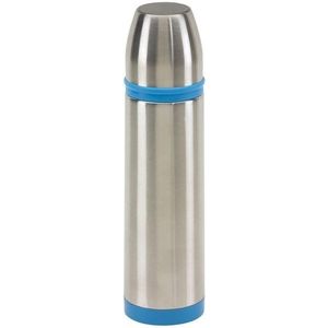 RVS thermosfles/isoleerfles 500 ml zilver/blauw - Thermoskan/warmhoudkan