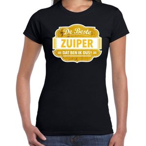 Cadeau t-shirt voor de beste zuiper zwart voor dames