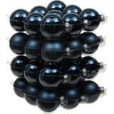 72x stuks glazen kerstballen donkerblauw 6 cm mat/glans