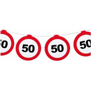 Verjaardag feestslinger 50 jaar - papier - verkeersborden - 120 x 21 cm - Abraham/Sarah