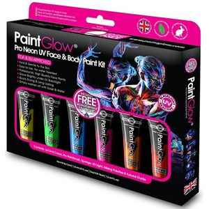 Face/Body paint set - 6x13 ml - neon/black light - schmink/make-up - waterbasis
