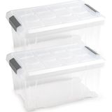 10x stuks Opslagbakken/organizers met deksel 5 liter 29 x 19 x 14 cm transparant - Opbergbakken