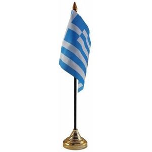 Griekenland tafelvlaggetje 10 x 15 cm met standaard