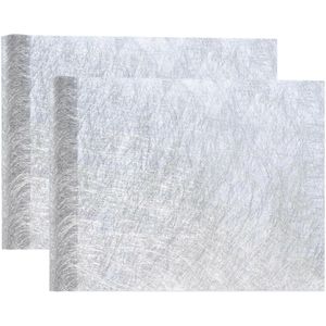 Tafelloper op rol - 2x - metallic zilver - 30 x 500 cm - non woven polyester