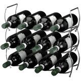 3x Wijnrek 3-delig voor 12 flessen - stapelbaar / stackable - verchroomd RVS - Wijnrekken
