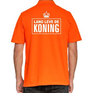 Grote maten Lang leve de Koning polo shirt oranje voor heren - Koningsdag polo shirts