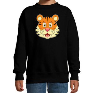Cartoon tijger trui zwart voor jongens en meisjes - Cartoon dieren sweater kinderen