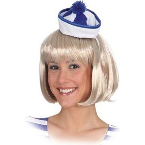2x stuks mini matrozen/zeeman hoedje blauw/wit op haarband