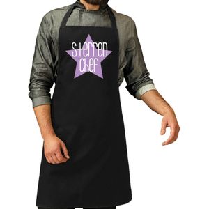 Cadeau schort voor heren - sterren chef - paars - keukenschort - barbecue - keukenprins