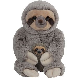Pluche familie Luiaards knuffels van 22 cm - Dieren speelgoed knuffels cadeau - Moeder en jong knuffeldieren