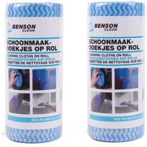 Benson 100x Reinigingsdoekjes / schoonmaakdoekjes op rol - Blauw