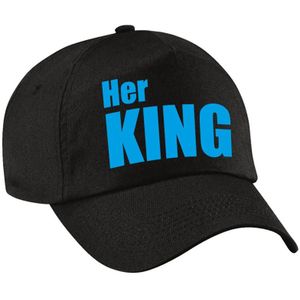 Her King pet / cap zwart met blauwe letters heren