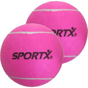 2x stuks grote roze tennisballen Sportx 22 cm