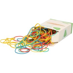 Gekleurde rubberen elastiekjes verschillende formaten 100 gram