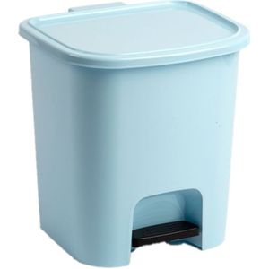 Kunststof afvalemmers/vuilnisemmers/pedaalemmers in het lichtblauw van 7.5 liter met deksel en pedaal 24 x 22 x 25.5 cm