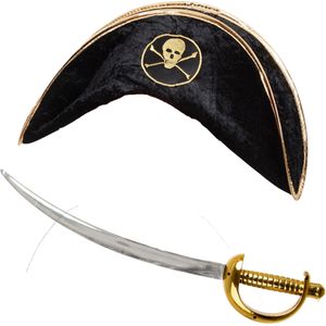 Carnaval verkleed set Piraat - Piratenhoed met zwaard - kunststof - heren/dames