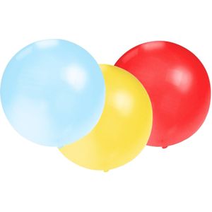 Bellatio Decorations 24x groot formaat ballonnen rood/blauw/geel met diameter 60 cm