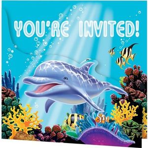 Oceaan thema uitnodigingen 16x stuks