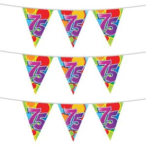 3x stuks leeftijd verjaardag thema vlaggetjes 75 jaar plastic 10 meter