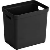 Sunware Opbergbox - zwart - 25 Liter - kunststof met houtkleur deksel