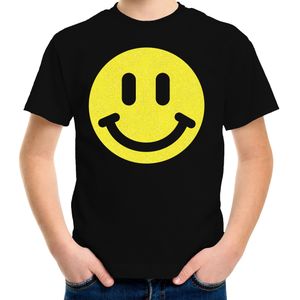 Bellatio Decorations T-shirt voor jongens - Smile Emoticon - zwart - kinderen 110 116