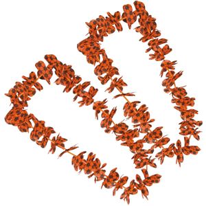 Pakket van 10x stuks oranje voetbal Hawaii kransen/slingers