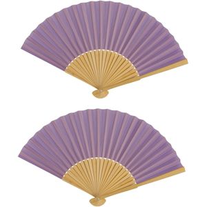 Spaanse handwaaier - 4x - special colours - lavendel - bamboe/papier - 21 cm