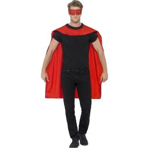 Rode verkleed cape met oogmasker voor volwassenen
