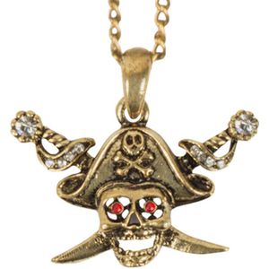 Carnaval/verkleed accessoires Piraten/halloween sieraden - ketting schedel/zwaarden - kunststof
