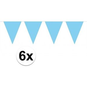 6x vlaggenlijn / slinger baby blauw 10 meter