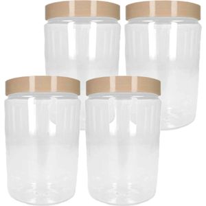 PlasticForte Voorraadpot/bewaarpot - 4x - 450 ml - kunststof - beige - B7 x H13 cm