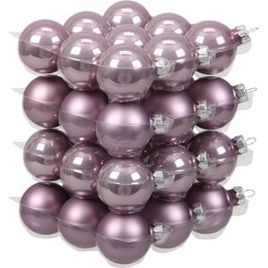 72x stuks glazen kerstballen salie paars (lilac sage) 4 cm mat/glans