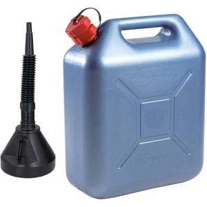 Jerrycan blauw voor brandstof van 20 liter met een handige grote trechter