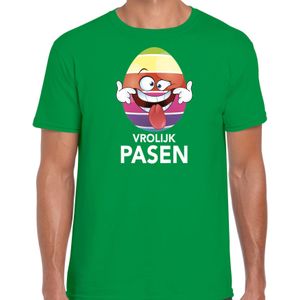 Paasei die tong uitsteekt vrolijk Pasen t-shirt groen voor heren - Paas kleding / outfit